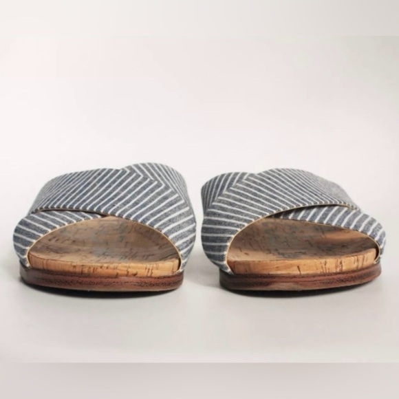Sam Edelman | Women’s Blue/White Stripe Hattie Crisscross Canvas Slip On Flats - Picture 15 of 16